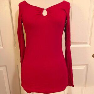 Express Sexy Basic Long Sleeve Red Tee
